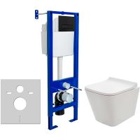 Комплект унитаза AQUAme AQM2004 с инсталляцией Berges Atom 410 040340 с сиденьем Микролифт и Черной матовой клавишей смыва — фото 1, Комплекты унитаз + инсталляция