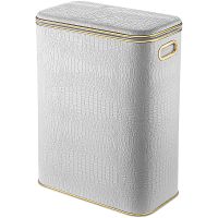 Корзина для белья Geralis KWG-B Croco Белая, кант Золото, стандартная — фото 1, Корзины для белья