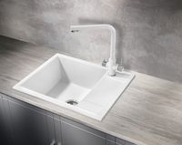 Кухонная мойка Milacio Navarra 60 Cuarzo MC.77072 / из искусственного камня / белая / с правым крылом — фото 4, Кухонные мойки