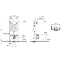 Комплект унитаза с инсталляцией Vitra Sanibelle 9878B003-7200 с сиденьем Микролифт и клавишей смыва Хром глянцевый — фото 10, Комплекты унитаз + инсталляция