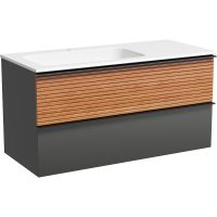 Тумба под раковину Sancos Delta 100 L DL100LGR подвесная Дуб красный Графит — фото 1, Тумбы под раковину