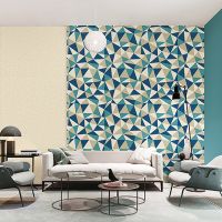 Обои Andrea Rossi Arlequin 54307-5 Винил на флизелине (1,06*10,05) Бирюзовый, Геометрия — фото 2, Обои для стен