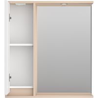 Зеркало со шкафом Brevita Balaton 75 L BAL-04075-03-01Л с подсветкой Белое матовое Бежевое матовое — фото 4, Мебель для ванной