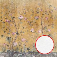 Фреска Ortograf Silver&Gold 32814 Фактура бархат FX Флизелин (2,7*2,7) Золото/Разноцветный, Деревья/Цветы/Птицы арт-32814 (бархат FX) — фото 1, Фрески