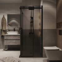 Душевой уголок Grossman Classic 80х80 300.K33.04.8080.21.10 профиль Черный матовый стекло тонированное — фото 3, Квадратные душевые уголки