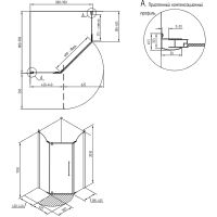 Душевой уголок Migliore Diadema Penta 90x90 24169 профиль Бронза стекло матовое с декором — фото 4, Душевые уголки трапеция