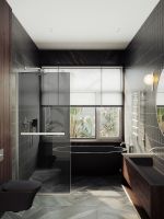 Душевая перегородка Maybah Glass MGD-729-5у 790x1950 в узком профиле Хром матовый стекло графитовое — фото 3, Душевые перегородки