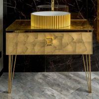 Тумба под раковину Boheme Armadi Art Lucido 100 770-100-Foil подвесная Поталь — фото 2, Мебель для ванной