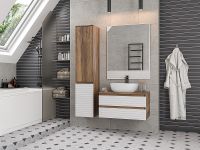 Шкаф пенал Brevita Dakota 35 L DAK-050350-19/01Л Белый матовый Дуб Галифакс олово — фото 12, Мебель для ванной