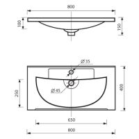Тумба с раковиной Brevita Catania 80 УТ000013760 подвесная Белая матовая — фото 10, Мебель для ванной