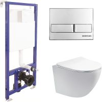 Комплект унитаза Aquatek Европа AQ1900-00 с инсталляцией Berges Novum L3 040213 с сиденьем Микролифт и клавишей смыва Хром — фото 1, Комплекты унитаз + инсталляция