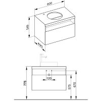 Тумба под раковину Keuco Stageline 80 32864970100 подвесная с подсветкой Вулканит — фото 10, Тумбы под раковину