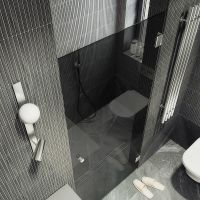 Душевая дверь Maybah Glass MGD-517-4 705x1950 на петлях Хром глянцевый стекло графитовое — фото 4, Душевые двери в нишу