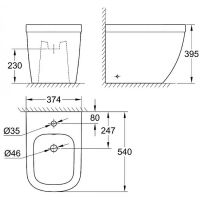 Товар: Биде Grohe Euro Ceramic 39340000 Альпин-белый - фото 2 Биде Grohe Euro Ceramic 39340000 Альпин-белый — фото 2, Биде напольные