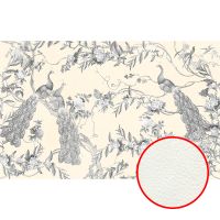 Фреска Ortograf Flora 31144 Фактура флок FLK Флизелин (4,3*2,7) Бежевый/Серый, Цветы/Птицы — фото 1, Фрески