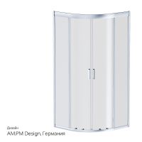 Душевой уголок AM.PM Gem W90G-401-090WT Профиль матовый хром, стекло прозрачное — фото 8, Душевые уголки