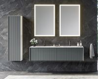 Товар: Шкаф пенал Orka Cube 40 3000365 подвесной Антрацит матовый Белый - фото 3 Шкаф пенал Orka Cube 40 3000365 подвесной Антрацит матовый Белый — фото 3, Мебель для ванной