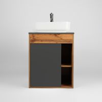 Тумба под раковину VIANT Бостон 65 VBOS65NG-T1STP подвесная Графит матовый Дуб Вотан — фото 3, Мебель для ванной