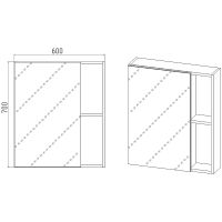 Зеркальный шкаф VIANT Бостон 60 VBOS60-ZSH Дуб Вотан — фото 8, Зеркальные шкафы в ванную