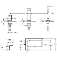 Смеситель на борт ванны Jacob Delafon Strayt E37337-CP Хром Черный — фото 3, Смесители на борт ванны