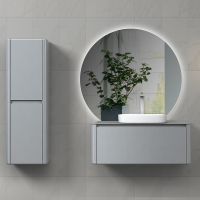 Тумба с раковиной Black&White Universe U915.1000 100 9151000 подвесная Glossy light grey — фото 11, Мебель для ванной