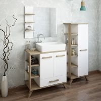 Тумба под раковину Sanflor Ингрид 80 С000005876 Белая Швейцарский вяз — фото 3, Тумбы под раковину