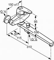 Товар: Смеситель для ванны Kludi Objekta 324910575 Хром - фото 2 Смеситель для ванны Kludi Objekta 324910575 Хром — фото 2, Смесители