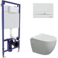 Комплект унитаза с инсталляцией Berges Okus 043282 с сиденьем Микролифт и Белой клавишей смыва — фото 1, Комплекты унитаз + инсталляция