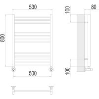 Водяной полотенцесушитель Terminus Сицилия П12 500х800 4670078530790 Хром, нижнее подключение, G 1/2" ВР, с комплектом вентилей — фото 4, Водяные полотенцесушители