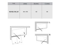 Шторка на ванну Ravak 10° CVS2-100 100х150 L 7QLA0103Z1 профиль Белый стекло Transparent — фото 4, Шторки для ванной распашные