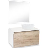 Тумба под раковину Runo Бари 80 00-00001375 подвесная Крафт дуб Белая — фото 22, Тумбы под раковину