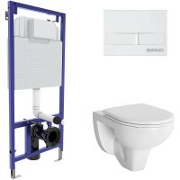 Комплект унитаза с инсталляцией Berges Novum 042425 с сиденьем Микролифт и Белой клавишей смыва — фото 1, Комплекты унитаз + инсталляция