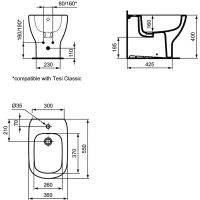 Биде Ideal Standard Tesi T3540V3 Черное матовое — фото 6, Биде напольные