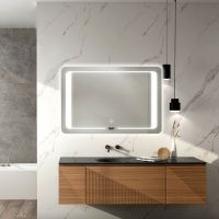 Зеркало Haiba 70 HB664 с подсветкой с сенсорным выключателем и часами — фото 1, Зеркала в ванную комнату