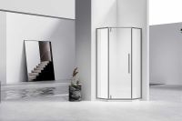 Душевой уголок Vincea Slim-N 90x90 VSP-4SN900CLGM профиль Вороненая сталь стекло прозрачное — фото 3, Душевые уголки трапеция