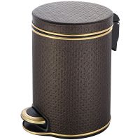 Ведро для мусора Geralis V-PCG-B Punto Шоколад, кант Золото, 5 л — фото 1, Мусорные ведра
