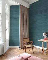 Обои Grandeco Cumaru CU 1006 Винил на флизелине (0,53*10,05) Бирюзовый/Синий/Золото, Линии/Полоса — фото 3, Обои для стен