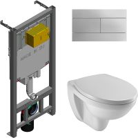 Комплект унитаза с инсталляцией Jacob Delafon Patio E21739RU-00 с сиденьем Микролифт и клавишей смыва Хром — фото 1, Комплекты унитаз + инсталляция