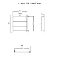 Водяной полотенцесушитель Тругор Аспект 1 ПМ 60x40 Хром — фото 2, Водяные полотенцесушители