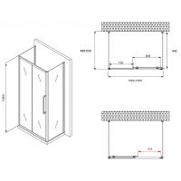 Душевой уголок Abber Schwarzer Diamant 160x50 AG30160MH-S50M-S50M профиль Хром стекло матовое — фото 5, Прямоугольные душевые уголки