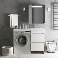 Тумба с раковиной Orange Optima 110 Op-110TUW+RAR Белый глянец — фото 2, Тумбы с раковиной