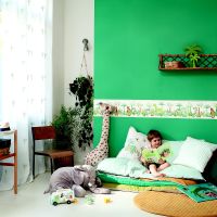 Бордюр детский Casadeco Rose Nino 85657588 Винил на флизелине (0,23*5) Зеленый, Животные/Листья — фото 2, Обои для стен