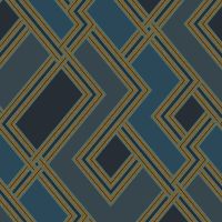 Обои Grandeco Asperia 177502 Винил на флизелине (0,53*10,05) Синий/Золото, Геометрия — фото 1, Обои для стен