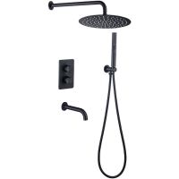 Душевая система Allen Brau Priority 5.31014-31 с термостатом Черная матовая — фото 1, Встраиваемые душевые комплекты