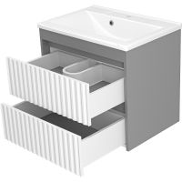 Тумба с раковиной Brevita Balaton 65 УТ000012303 подвесная Белая матовая Серая матовая — фото 4, Мебель для ванной