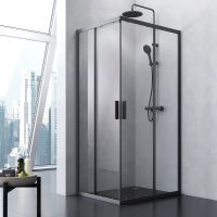 Душевой уголок AM.PM Gem S 100х80 W93G-404-100280-BT профиль Черный матовый стекло прозрачное — фото 1, Прямоугольные душевые уголки