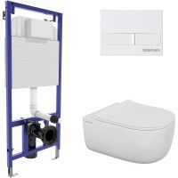 Комплект унитаза Berges Ego XL с инсталляцией Novum 043323 с сиденьем Микролифт и Белой клавишей смыва — фото 1, Комплекты унитаз + инсталляция