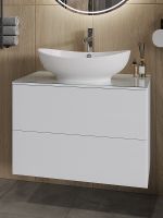 Товар: Тумба с раковиной Orange Otto 75 Ot-75TuGLASS+G56 подвесная Белая - фото 2 Тумба с раковиной Orange Otto 75 Ot-75TuGLASS+G56 подвесная Белая — фото 2, Тумбы с раковиной