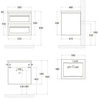 Товар: Тумба под раковину Art&Max AM-Platino-580-2C-SO-NM подвесная Черная матовая - фото 3 Тумба под раковину Art&Max AM-Platino-580-2C-SO-NM подвесная Черная матовая — фото 3, Мебель для ванной