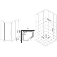 Душевой уголок Esbano ESR-8160 90x90 ESUGR8160 профиль Хром стекло прозрачное — фото 9, Душевые уголки трапеция